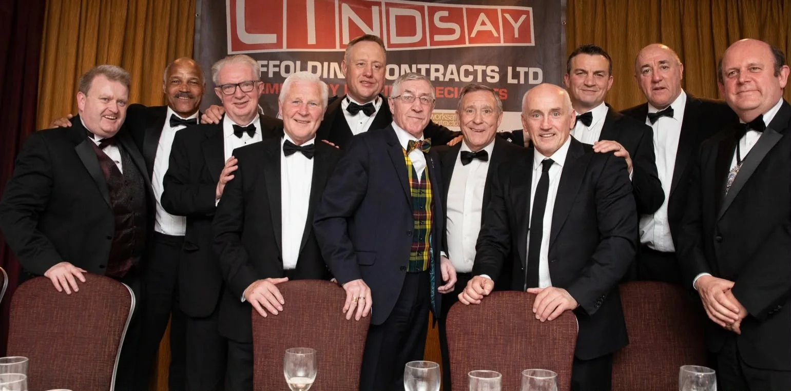 Ken Buchanan Foundation’s first fundraising event, Hilton Hotel, Edinburgh, 27 April 2018. Left to right: an unidentified comedian, John Conteh, Tommy Gilmour, Jim Watt, Scott Murray, Ken Buchanan, John H. Stracey, Barry McGuigan, Richie Woodhall, Steve Bunce and Edinburgh Lord Provost Frank Ross.