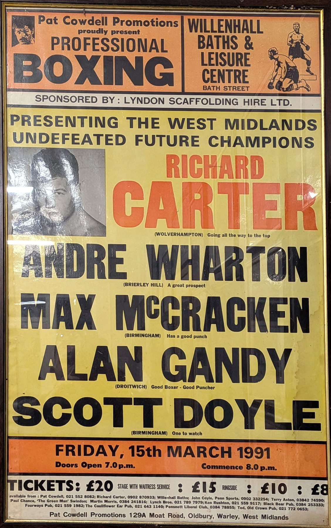 A fight poster displayed at Wolverhampton ABC featuring Richie Carter. Photograph: Murphy Boxing Books.